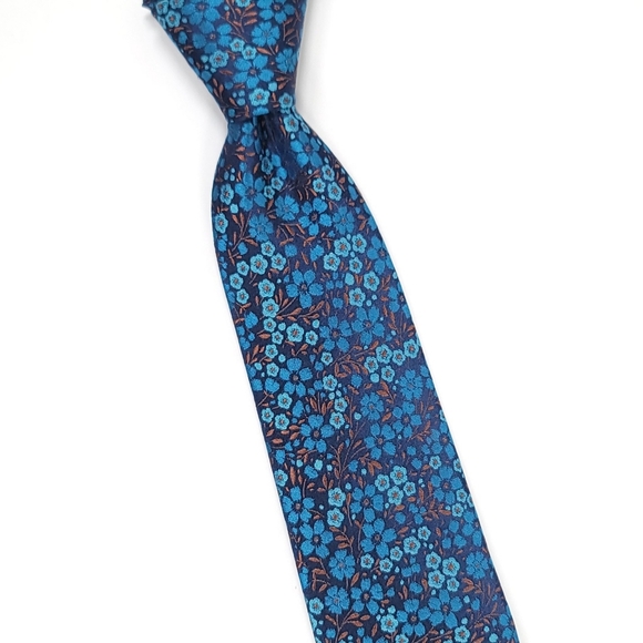 JOSEPH ABBOUD Men's Necktie 100% Silk, Flower Pattern, Color Blue Tie - NWT - Picture 4 of 12